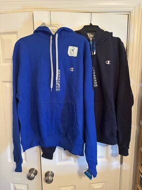 NWT (2) Champion Men's Royal Blue & Navy Zip-Up Hoodies, Large